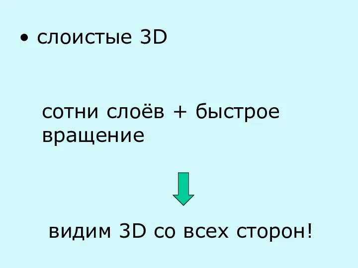 слоистые 3D сотни слоёв + быстрое вращение видим 3D со всех сторон!