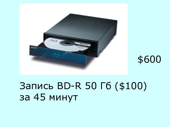 Запись BD-R 50 Гб ($100) за 45 минут $600