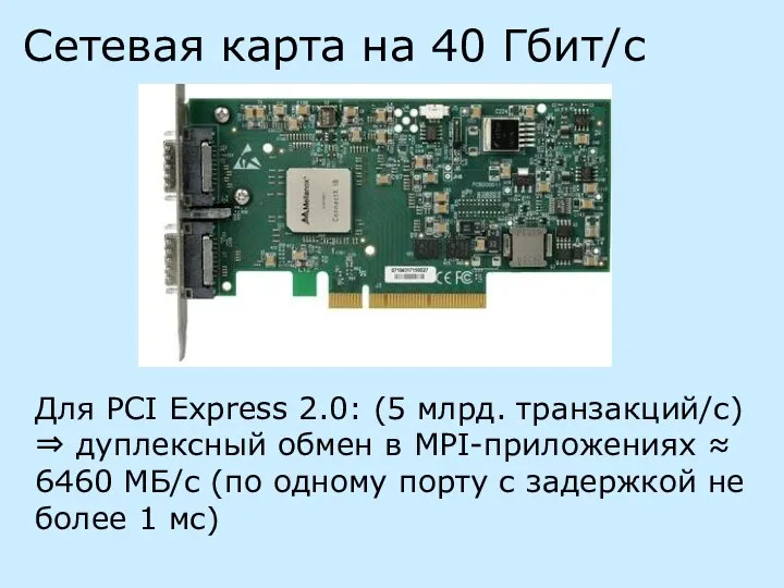 Сетевая карта на 40 Гбит/с Для PCI Express 2.0: (5 млрд.