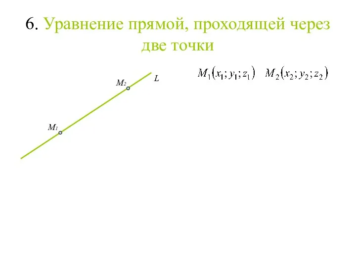 6. Уравнение прямой, проходящей через две точки L M1 M2