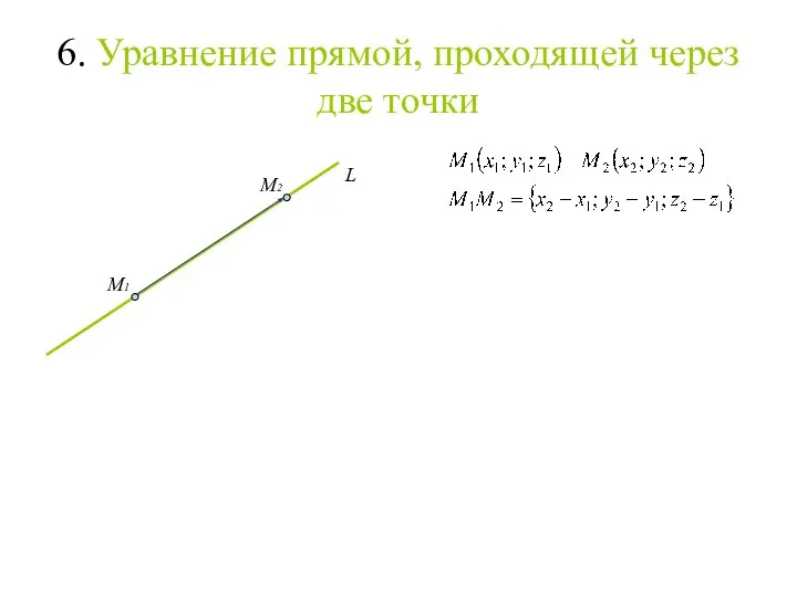 6. Уравнение прямой, проходящей через две точки L M1 M2