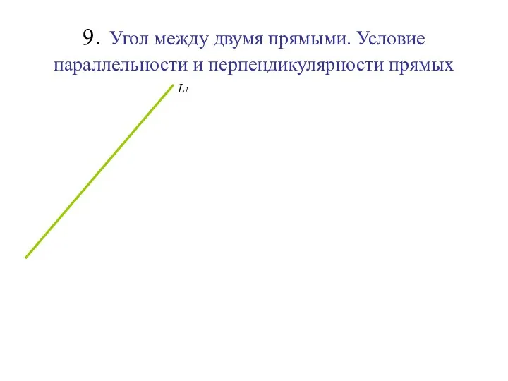 9. Угол между двумя прямыми. Условие параллельности и перпендикулярности прямых L1