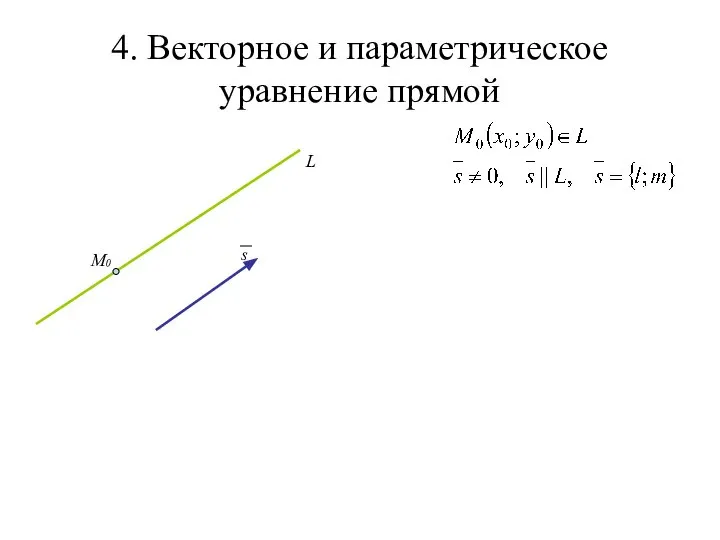 4. Векторное и параметрическое уравнение прямой L M0 s