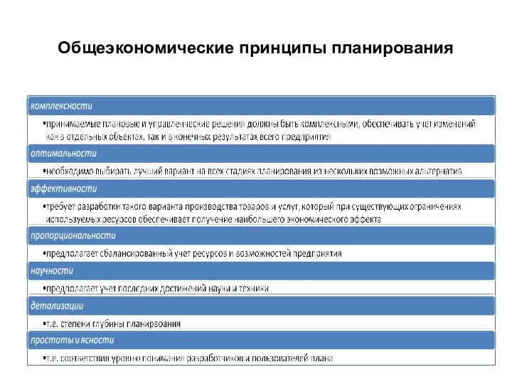 Общеэкономические принципы планирования