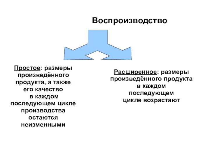 Воспроизводство Простое: размеры произведённого продукта, а также его качество в каждом