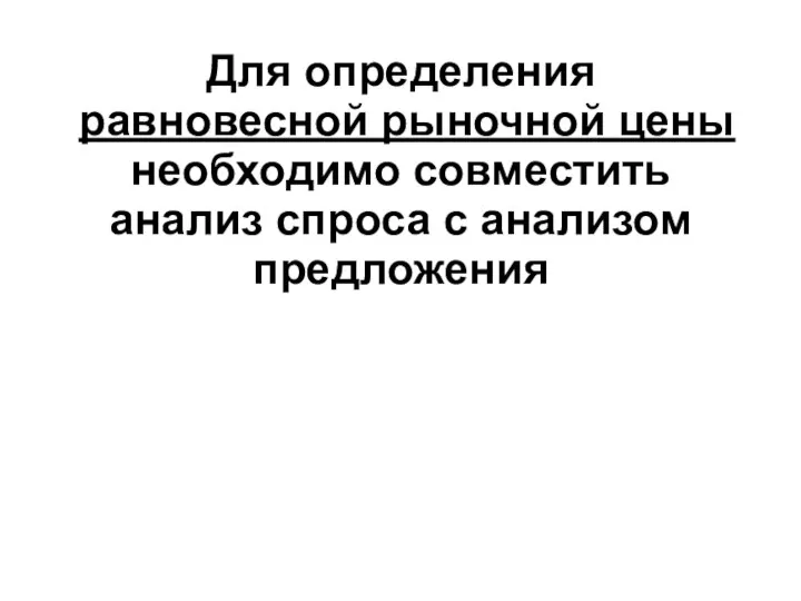 Для определения равновесной рыночной цены необходимо совместить анализ спроса с анализом предложения