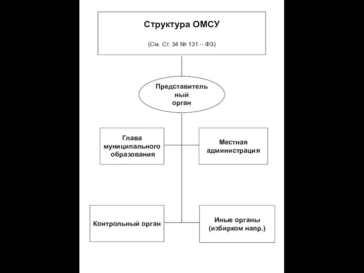 Контрольный орган Глава муниципального образования Местная администрация Иные органы (избирком напр.)