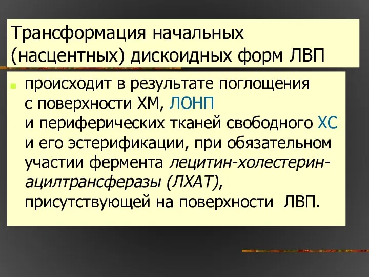 Трансформация начальных (насцентных) дискоидных форм ЛВП происходит в результате поглощения с