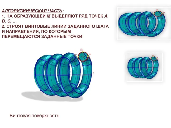 АЛГОРИТМИЧЕСКАЯ ЧАСТЬ: 1. НА ОБРАЗУЮЩЕЙ M ВЫДЕЛЯЮТ РЯД ТОЧЕК А, В,