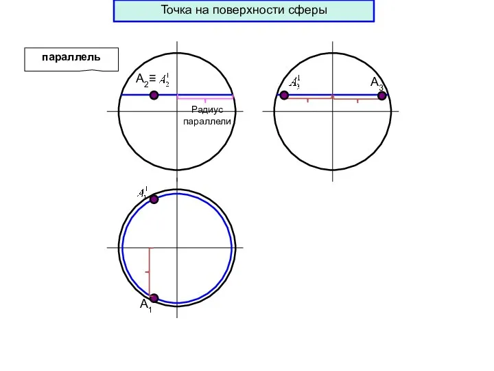 А1 параллель А3 Радиус параллели Точка на поверхности сферы