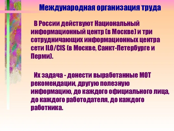 В России действуют Национальный информационный центр (в Москве) и три сотрудничающих