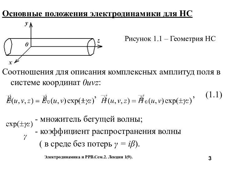 Основные положения электродинамики для НС Рисунок 1.1 – Геометрия НС НС