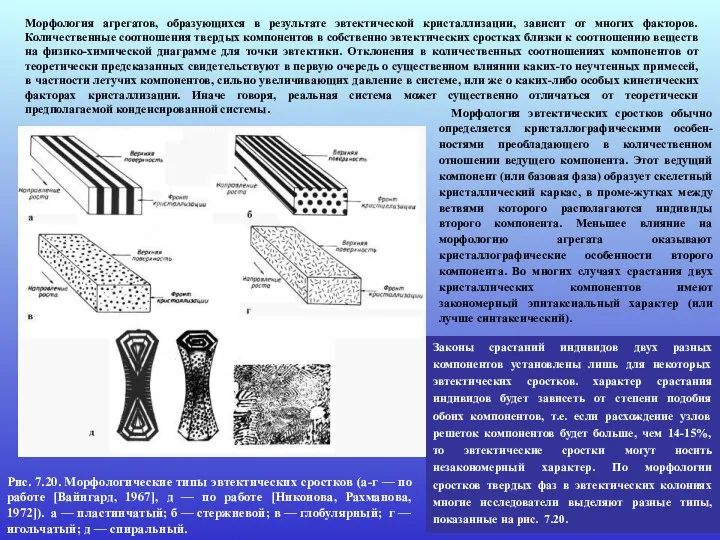 Морфология агрегатов, образующихся в результате эвтектической кристаллизации, зависит от многих факторов.