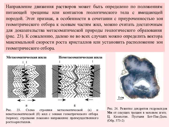 Рис. 23. Схема строения метасоматической (а) и неметасоматической (б) жил с