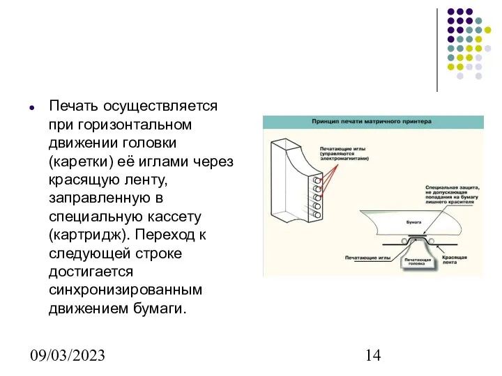 09/03/2023 Печать осуществляется при горизонтальном движении головки (каретки) её иглами через