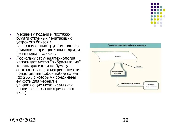 09/03/2023 Механизм подачи и протяжки бумаги струйных печатающих устройств близок к