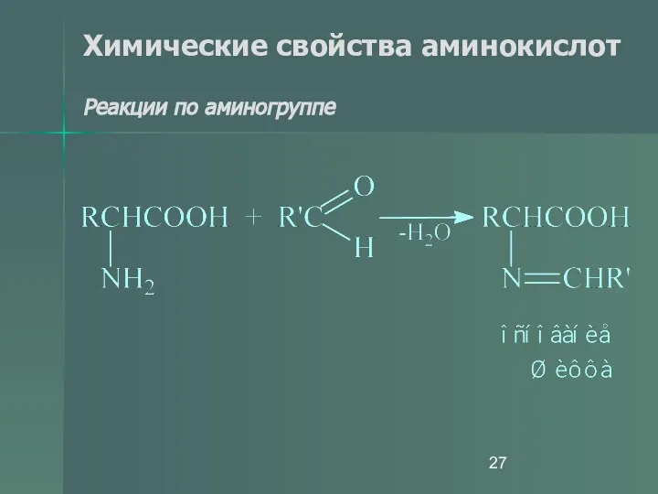 Химические свойства аминокислот Реакции по аминогруппе