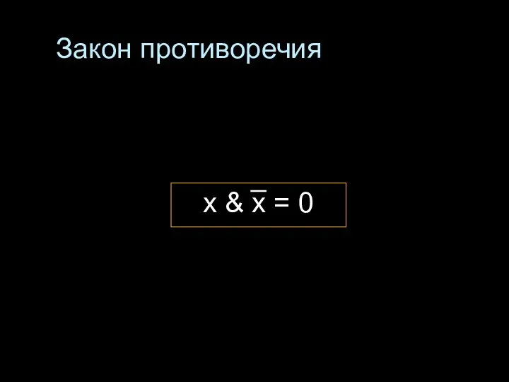 Закон противоречия x & x = 0