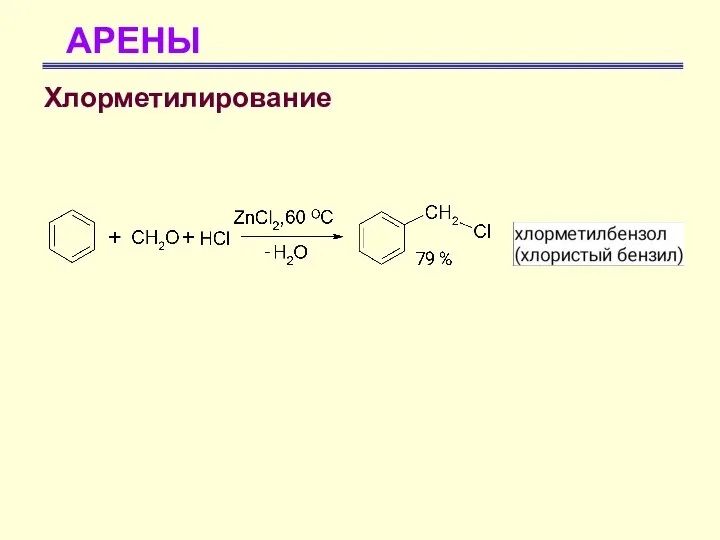 АРЕНЫ Хлорметилирование