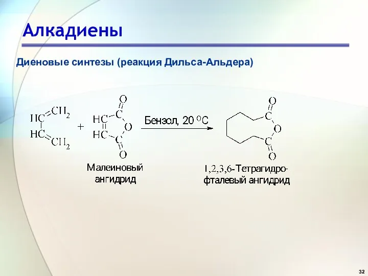 Алкадиены Диеновые синтезы (реакция Дильса-Альдера)