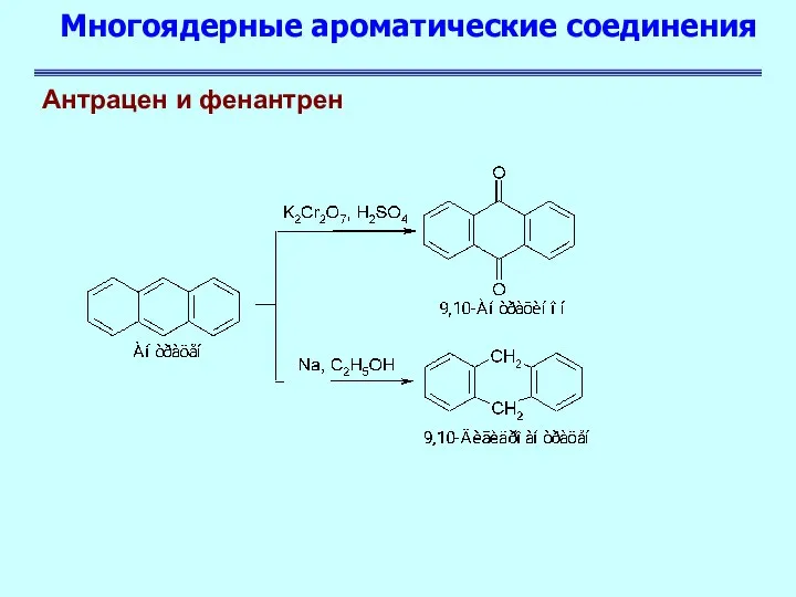 Многоядерные ароматические соединения Антрацен и фенантрен