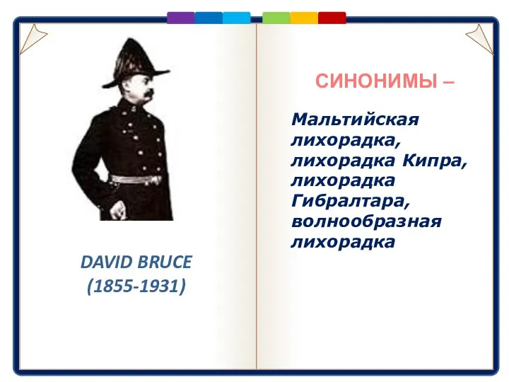 Мальтийская лихорадка, лихорадка Кипра, лихорадка Гибралтара, волнообразная лихорадка СИНОНИМЫ – DAVID BRUCE (1855-1931)