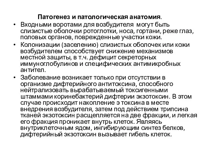 Патогенез и патологическая анатомия. Входными воротами для возбудителя могут быть слизистые