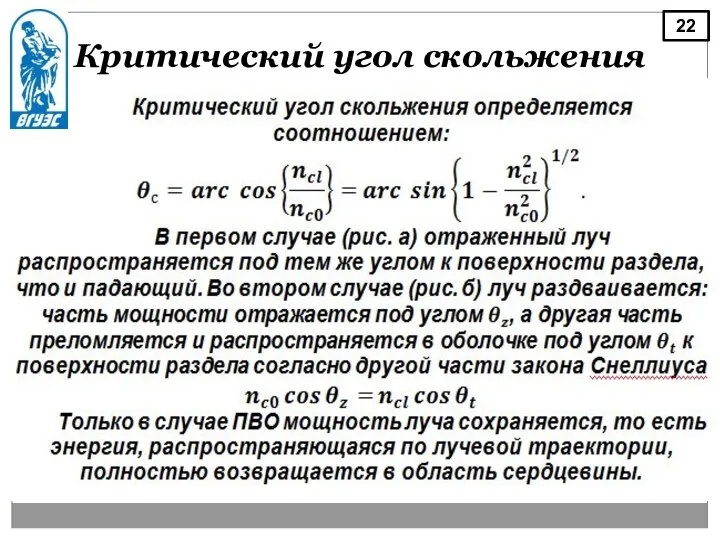 Критический угол скольжения 22