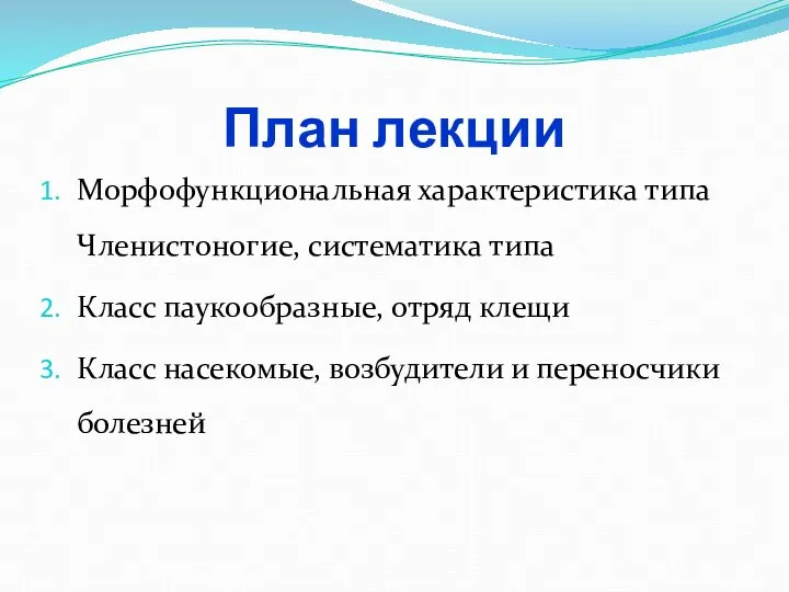 План лекции Морфофункциональная характеристика типа Членистоногие, систематика типа Класс паукообразные, отряд