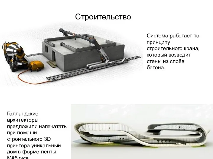 Строительство Система работает по принципу строительного крана, который возводит стены из