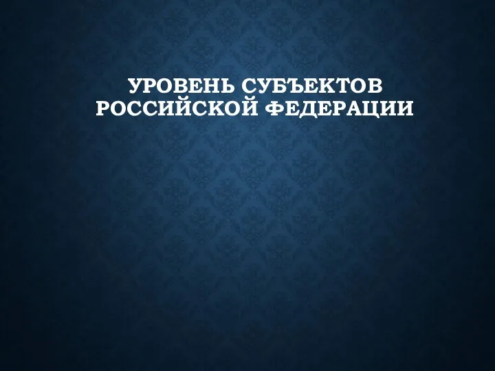 УРОВЕНЬ СУБЪЕКТОВ РОССИЙСКОЙ ФЕДЕРАЦИИ