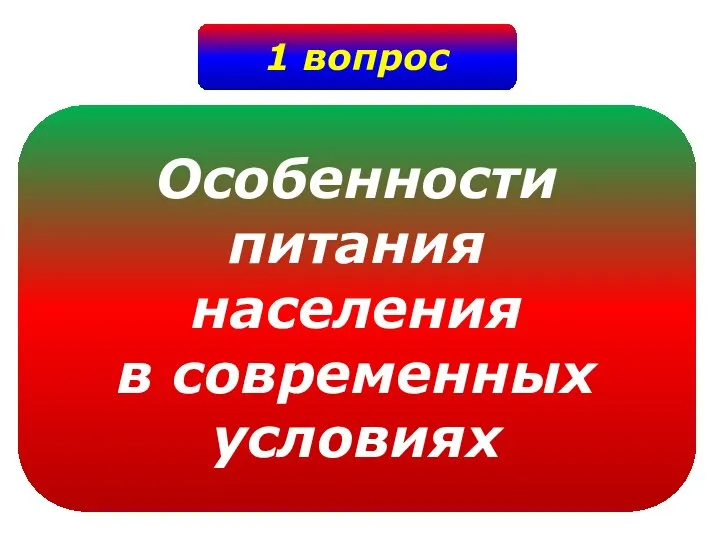 1 вопрос Особенности питания населения в современных условиях