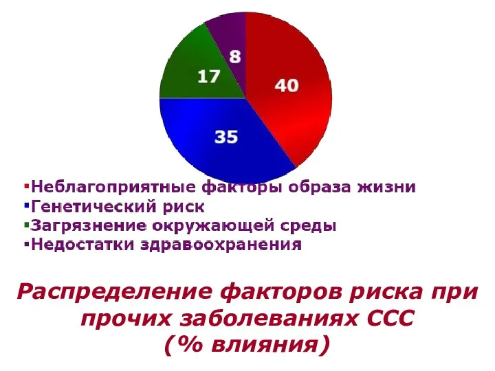 Распределение факторов риска при прочих заболеваниях ССС (% влияния)