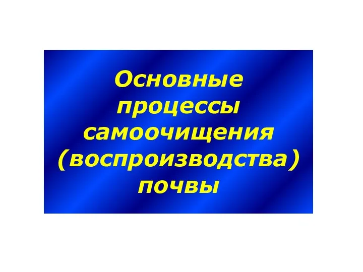 Основные процессы самоочищения (воспроизводства) почвы