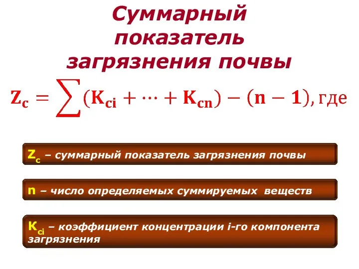 Суммарный показатель загрязнения почвы