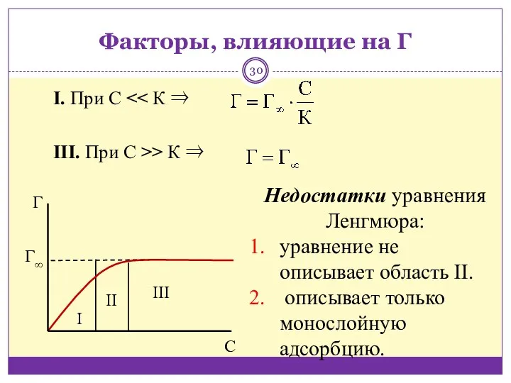 I. При С III. При С >> К ⇒ Факторы, влияющие