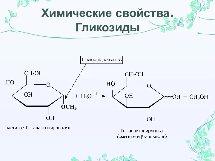 Химические свойства. Гликозиды