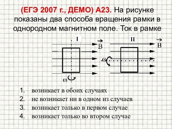 (ЕГЭ 2007 г., ДЕМО) А23. На рисунке показаны два способа вращения