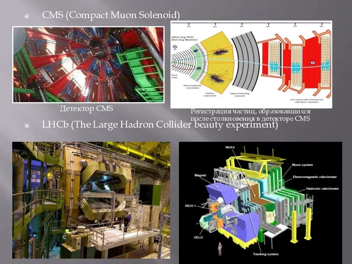 CMS (Compact Muon Solenoid) LHCb (The Large Hadron Collider beauty experiment)