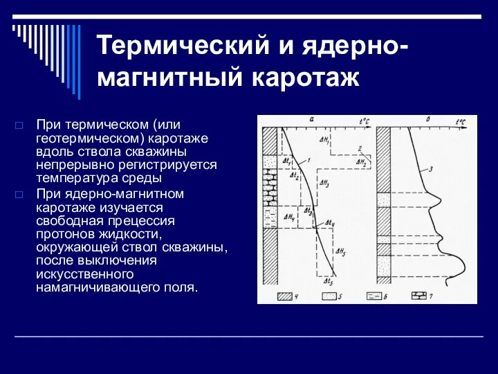 Термический и ядерно-магнитный каротаж При термическом (или геотермическом) каротаже вдоль ствола