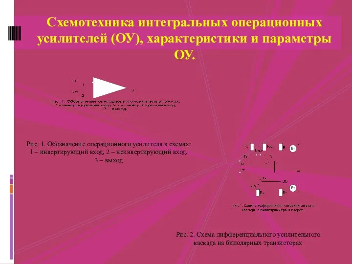 Схемотехника интегральных операционных усилителей (ОУ), характеристики и параметры ОУ. Рис. 1.