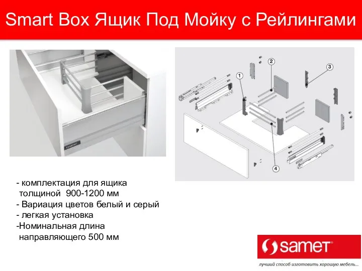 Smart Box Ящик Под Мойку с Рейлингами комплектация для ящика толщиной