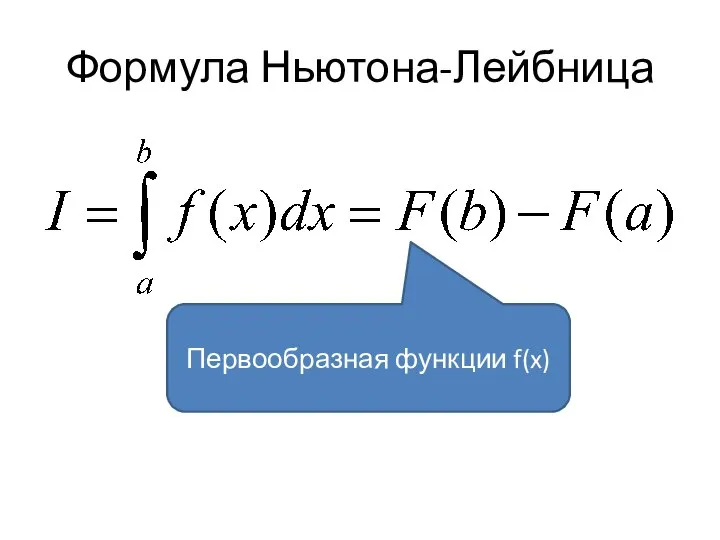 Формула Ньютона-Лейбница Первообразная функции f(x)