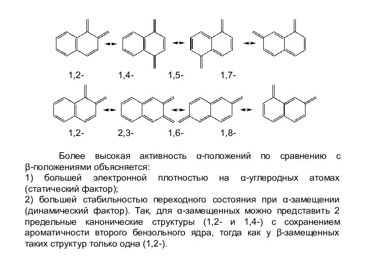 1,2- 1,4- 1,5- 1,7- 1,2- 2,3- 1,6- 1,8- Более высокая активность