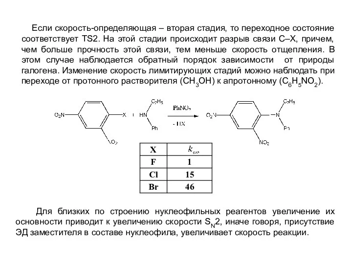 Если скорость-определяющая – вторая стадия, то переходное состояние соответствует ТS2. На