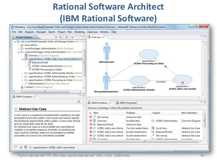 Проектирование ПО. Методы проектирования. UML. CASE. Шаблоны Rational Software Architect (IBM Rational Software)