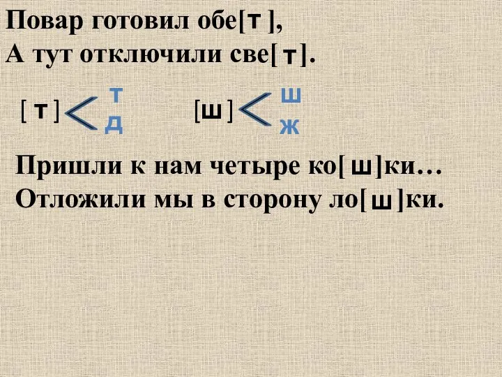 Повар готовил обе[ ], А тут отключили све[ ]. Пришли к