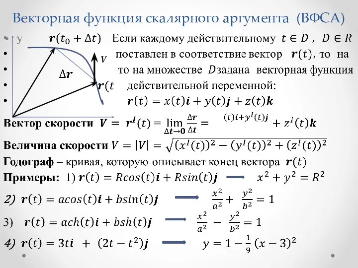 Векторная функция скалярного аргумента (ВФСА) V