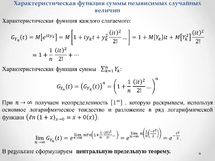 Характеристическая функция суммы независимых случайных величин