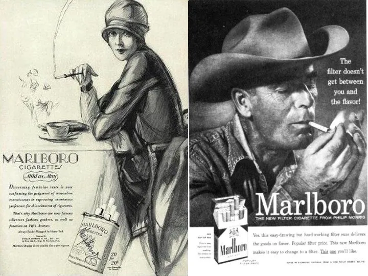 Marlboro — «Marlboro Man» (Leo Burnett, 1955) Впервые бренд Мальборо (Marlboro)